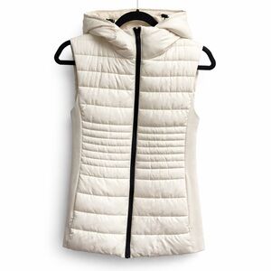 Zara Off-White Puffer Hooded Quilted Vest Sz M